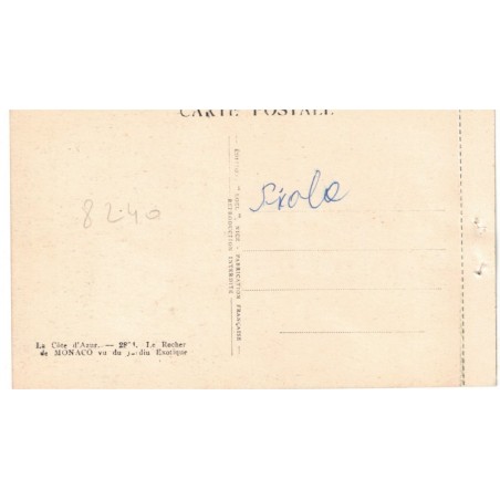 Le Rocher de Monaco vu du Jardin Botanique, - série Côte d'Azur, collection Loel Nice, carte postale Principauté de Monaco,
