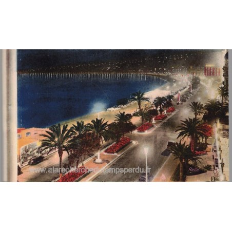 Nice, la nuit, promenade des Anglais - série Côte d'Azur, collection Loel Nice, carte postale 06 Alpes-Maritimes,