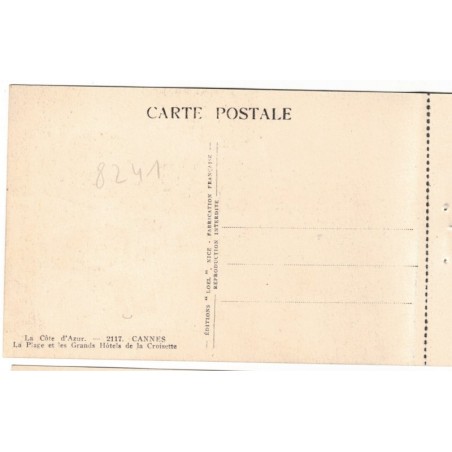 Cannes, plage et les grands hôtels de la Croisette - série Côte d'Azur, collection Loel Nice, carte postale 06 Alpes-Maritimes,