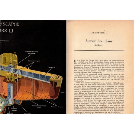 Le bathyscaphe, Houot et Willm, 1954 - dédicacé par Pierre Willm, techniques exploration, sous-marin, bateau, marine, océans,