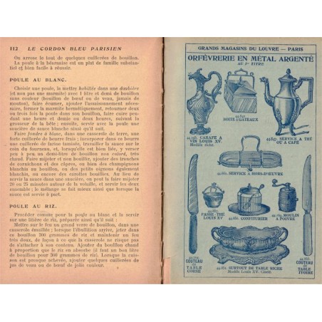 Le Cordon Bleu parisien, Les Grands Magasins du Louvre, 1900,  - cuisine traditionnelle, recettes, publicité magasin,