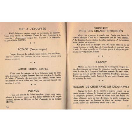 Recettes de mets préconisés dans la méthode d'alimentation mono - diététique, recettes, cuisine végétarienne,