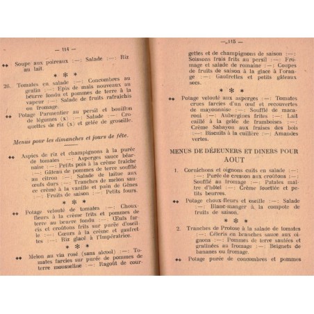 Hygiène et menus de réforme alimentaire, Deflacelière, 1927 -, végétarien, recettes cuisine, diététique,