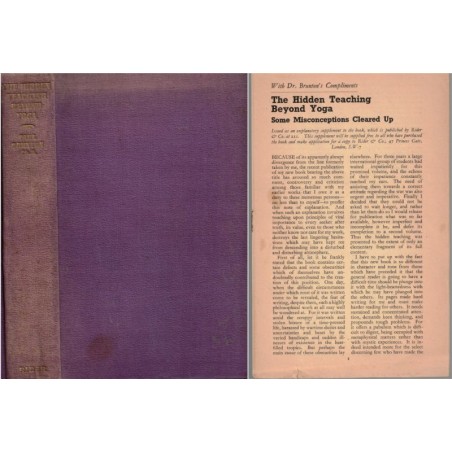 The hidden teaching beyond yoga, + Misconceptions cleared up, Paul Brunton, 1941 -, yoga, spiritualité, bouddhisme, hindouisme,