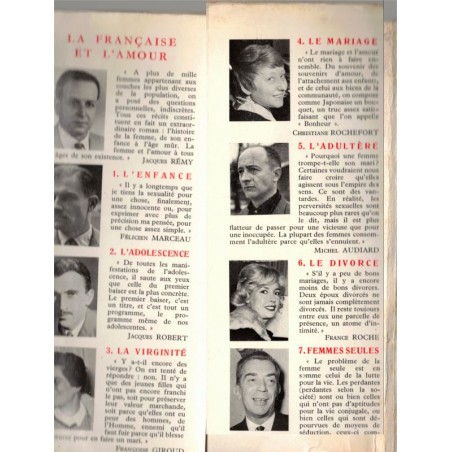 La Française et l'amour, enquête de l'Institut français d'opinion pub, Rémy et Woog, 1960 - sexualité, femmes 1960, sociologie