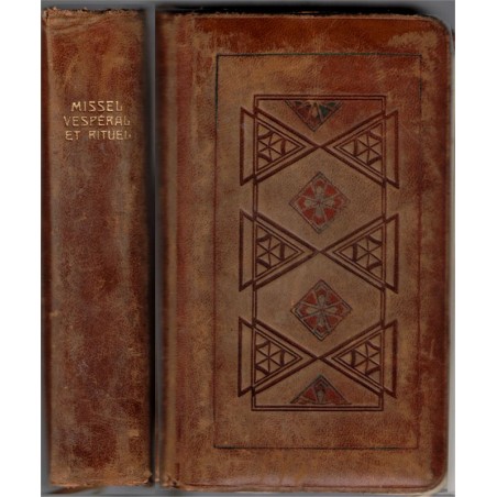 Missel vespéral et rituel, Michel Riquet, 1959 - liturgie catholique, messe, cantiques, Bible, belle reliure cuir,