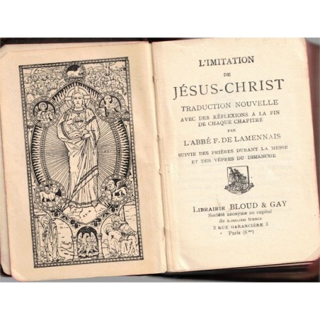 L'imitation de Notre Seigneur Jésus-Christ, Abbé de Lamenais, 1905 - Ecritures saintes, prières, missel, Vespéral,