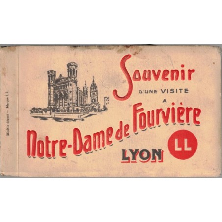 Lyon, carnet de 11 cartes postales, Souvenir d'une visite à Notre-Dame de Fourvière, Lévy et Fils LL,  - carte postale 69 Rhône
