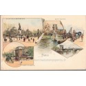 Lithographie Paris 1900, série N°3 Place de la République, Saint Sulpice, Porte St Martin - carte postale 75 Paris,