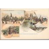 Lithographie Paris 1900, série N°3 Place de la République, Saint Sulpice, Porte St Martin - carte postale 75 Paris,