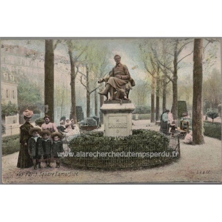 Paris Square Lamartine, 1900, éditeur L.V & Cie aqua-photo  - enfants, carte postale 75 Paris,