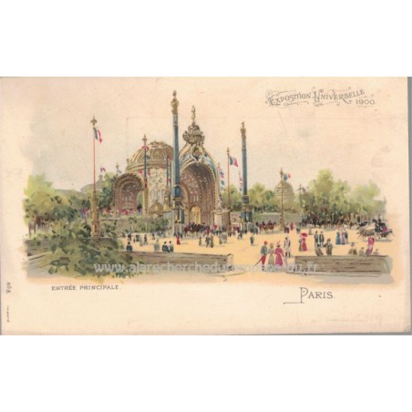 Lithographie Paris 1900, série N°8, Exposition universelle 1900, entrée principale - carte postale 75 Paris,