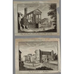 2 Gravures eau-forte XVIIIe...