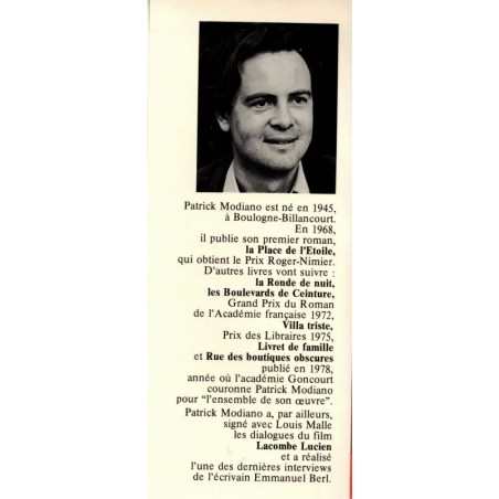 Rue des boutiques obscures, Patrick Modiano, 1979 - prix Goncourt,