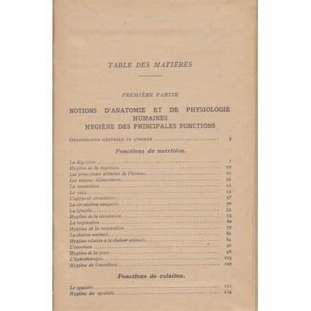 Anatomie et physiologie humaines, microbiologie, hygiène, classe 3e, Démousseau et Haumesser, 1947 - manuel sciences naturelles