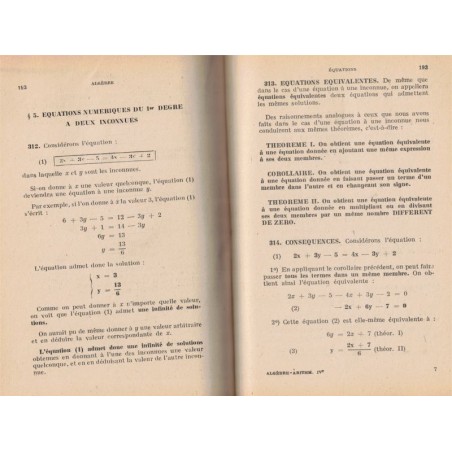Algèbre et arithmétique, classe de 4e, programme 1941, L. Roux, 1945 - manuels mathématiques,