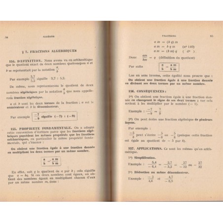 Algèbre et arithmétique, classe de 4e, programme 1941, L. Roux, 1945 - manuels mathématiques,