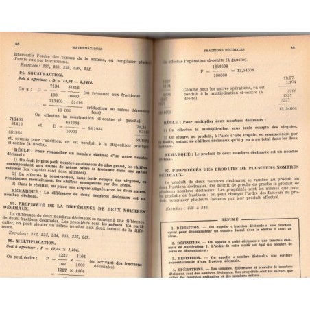 Mathématiques, classe de 5e,  Lespinard et Pernet, 1951 - arithmétique, géométrie, manuels mathématiques,