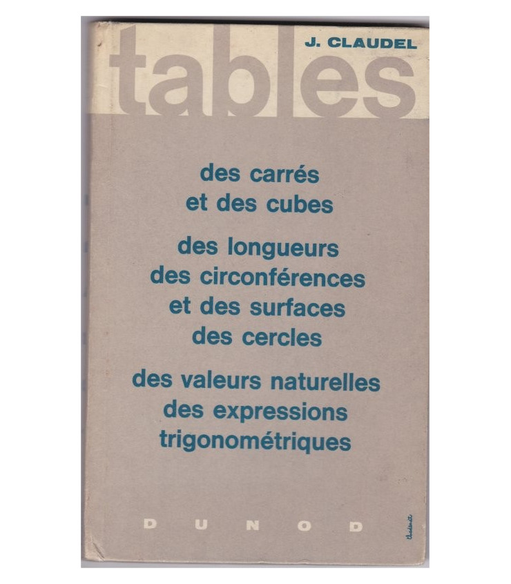 Tables des carrés et des cubes, 1961, Claudel géométrie — free download