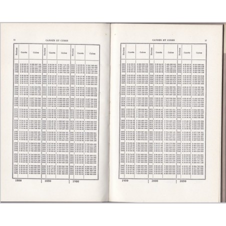 Tables des carrés et des cubes, 1961, Claudel - géométrie, trigonométrie, manuels de mathématiques