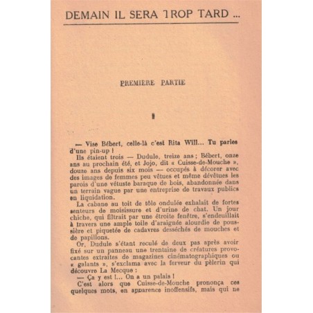 Demain il sera trop tard, Alfred Machard, 1954 - roman d'amour, Italie, cinéma,