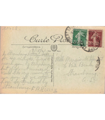 Saint-Malo, Grand Bey vers les remparts - carte postale département 35, Ille-et-Vilaine, Semeuse 5c vert, Semeuse 20c marron