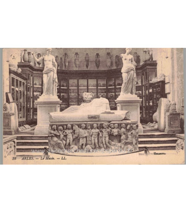 Arles, le musée - carte postale, département 13 Bouches-du-Rhône, philatélie, timbre Semeuse 5c orange