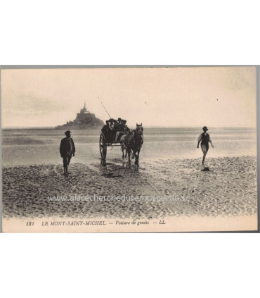 Le Mont Saint-Michel, voiture de genêts - carte postale département 50 Manche, églises, métiers, fleurs, voitures