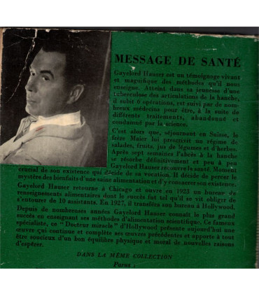 Message de santé, Gayelord Hauser, 1952 -, diététique, bien-être, médecines douces,