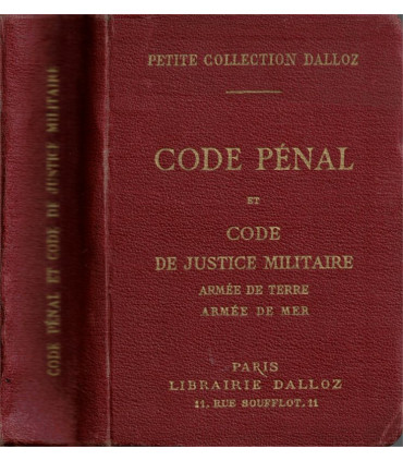 Code pénal et code de justice militaire, Armée de Terre, Armée de Mer 1939 - manuels Droit,  code Dalloz, instruction militaire