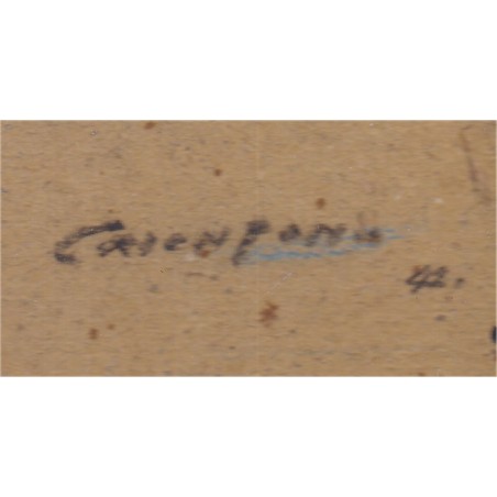 Dessin au fusain, portrait de femme, 1942 - art, tableau