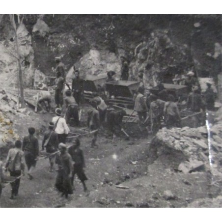 Indochine, exploitation minière sous l'Empire Colonial, photographie originale, 1920/30 - accident minier, Pondichéry, Indes,