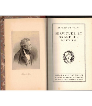 Servitude et grandeur militaires, Alfred de Vigny, vers 1910 -  armée XIXe s.,  collection Gallia, dos cuir,