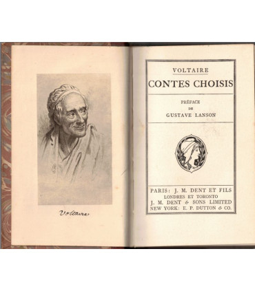Contes choisis, Voltaire, 1910 - anthologie Littérature XVIIIe s, Collection Gallia, reliure cuir,