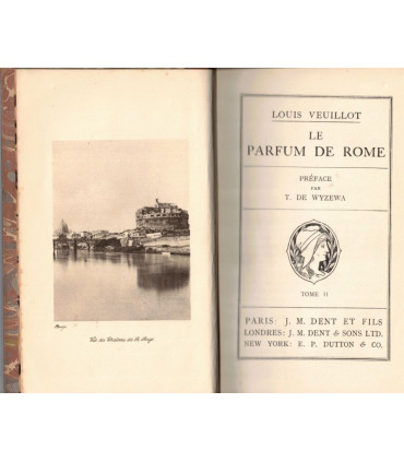Le parfum de Rome T2, Louis Veuillot, vers 1910 -  Rome antique, pèlerinages chrétiens, Italie, collection Gallia, reliure cuir,