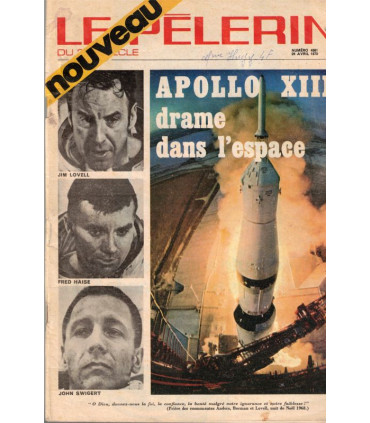 Apollo XIII drame dans l'espace, Le Pélerin du 20e siècle, 26 avril 1970 - espace, Portugal, sports, magazine chrétien,
