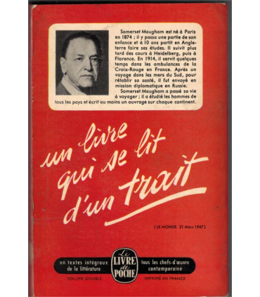 Le fil du rasoir, Somerset Maugham -, roman d'amour, écrivain britannique, Livre de Poche N°17
