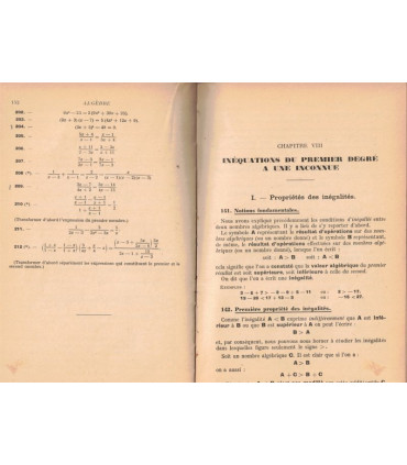 Algèbre, classe de 2e C, J. Desbats, 1946 -, programmes du 15 septembre 1945, manuel de mathématiques,