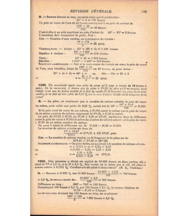 Livre du maître 1924 Arithmétique, exercices problèmes Brevet élémentaire, Lemoine -, primaire, manuels mathématiques