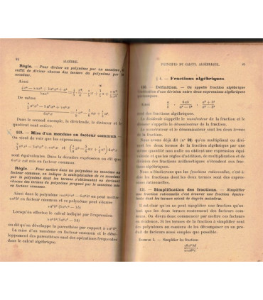 Algèbre 1921, classes 1ère, 2e 3e années, primaire supérieur, Carlo Bourlet, Desbrosses - manuels mathématiques,