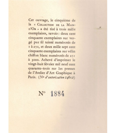 Trois contes, Un coeur simple, La légende de St Julien l'Hospitalier, Hérodias, Gustave Flaubert, 1943 - numérotée, Main-d'or,