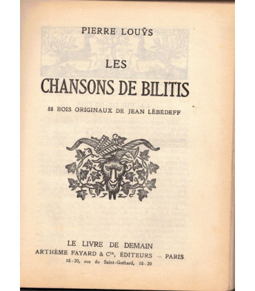 Les chansons de Bilitis, Contes choisis, Pierre Louÿs - Les enfants terribles, Jean Cocteau -, érotique, Le livre de demain,