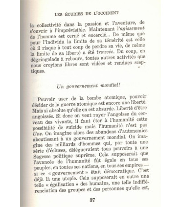 Les écuries de l'Occident, Jean Cau, 1973 - déclin des valeurs de l'Occident