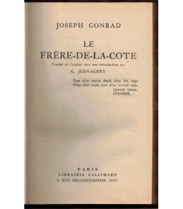 Le Frère-de-la-Côte, Joseph Conrad - , aventures en mer, flibustier, dos cuir rainures,