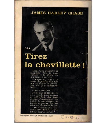 Tirez la chevillette, James Hadley Chase, 1965 -, Série Noire, roman policier,
