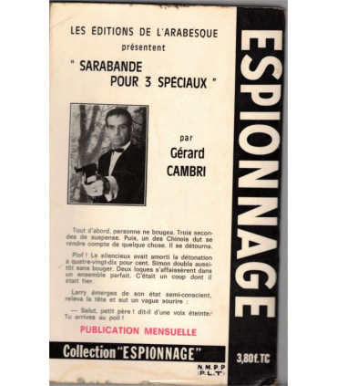 Sarabande pour trois spéciaux, Gérard Cambri, 1968 -, espionnage, Arabesque,  roman policier,