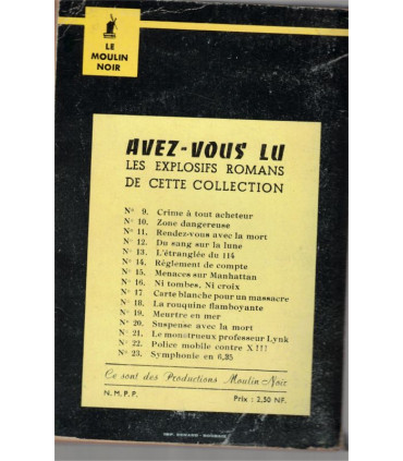 M. 36 contre Panthère Noire, Peter Carson, 1961 -, espionnage, Le Moulin noir,  roman policier,