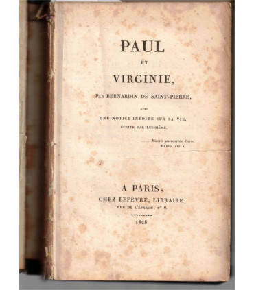 Paul et Virginie, Bernardin de Saint-Pierre, 1828 -, paradis perdu, Océan indien, roman XVIIIe siècle, roman d'amour,