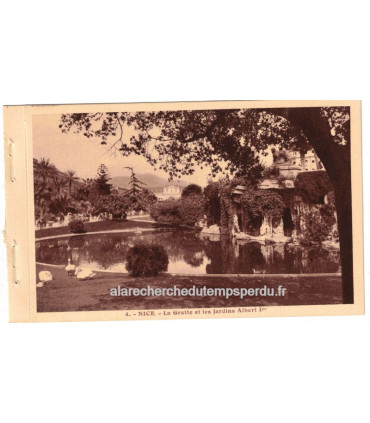 Nice, la grotte et les jardins Albert Ier - série carnet Nice A la Riviera, carte postale 06 Alpes-Maritimes,
