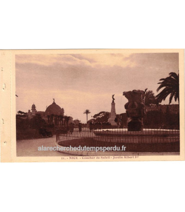 Nice, coucher de soleil, Jardin Albert Ier - série carnet Nice A la Riviera, carte postale 06 Alpes-Maritimes,